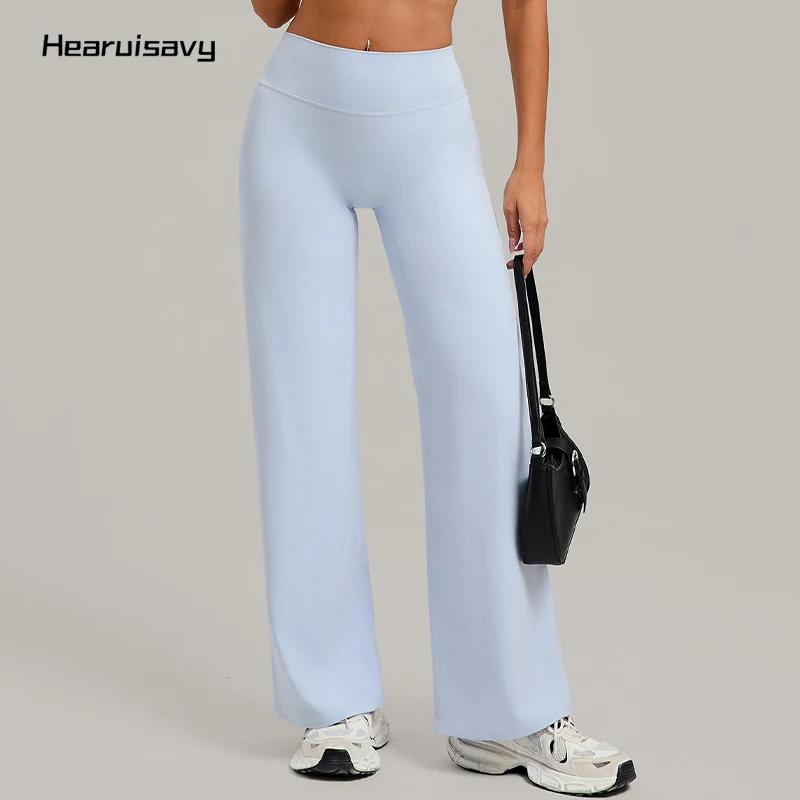 Hearuisavy – pantalons de sport à jambes droites pour femmes, vêtements de gymnastique, sensation nu