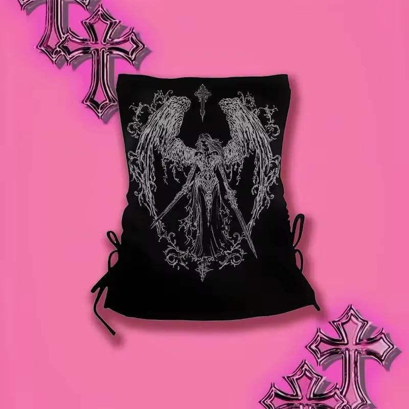 Y2k rétro bustier hauts Corset femmes Harajuku recadrée culture hauts gothique imprimé solide Camis