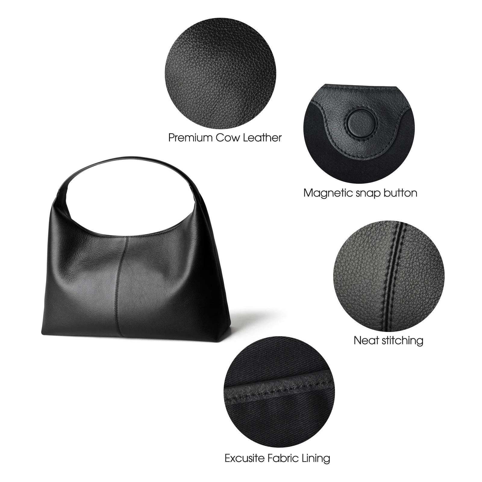 Sac hobo en cuir souple pour femme Donna-in, grande capacité, noir, sac à bandoulière décontracté