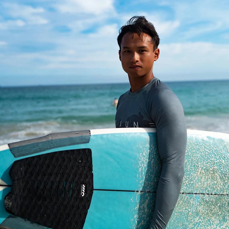 Maillot de bain manches longues homme protection UV rash guard surf plage natation