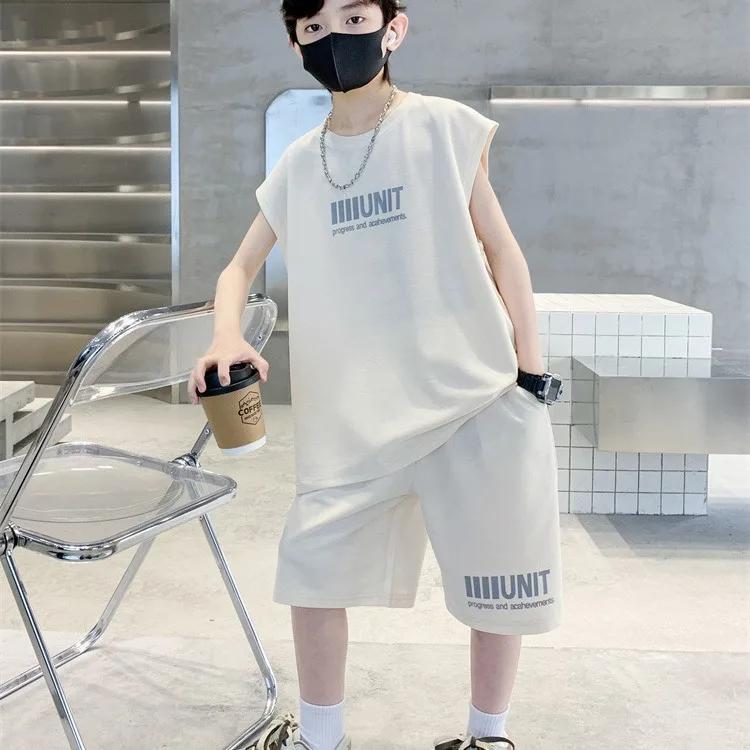 Ensemble d'été en coton pour adolescents garçons : T-shirt imprimé ailes et short (2 pièces) – Tenue