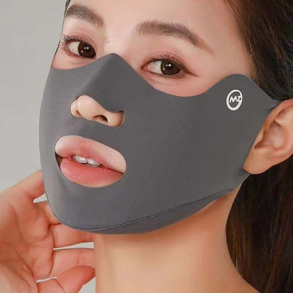 Nouveau masque respirant en soie glacée, masque de protection solaire Anti-poussière lavable, masque
