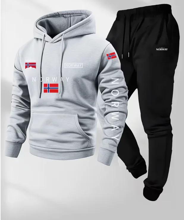 Ensemble 2 pièces sweat à capuche et pantalon de survêtement à cordon de serrage avec motif lettres