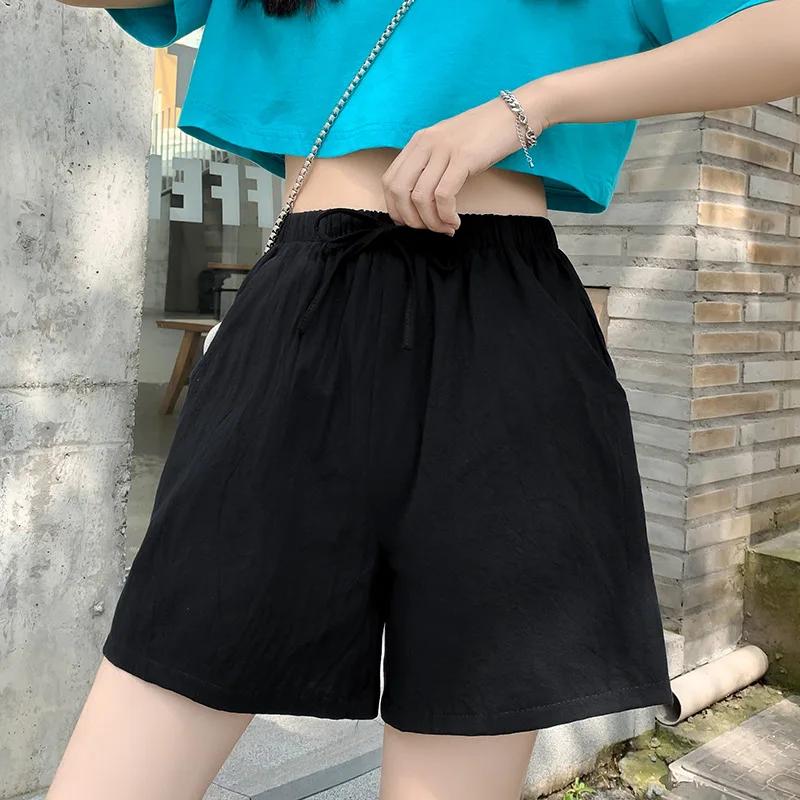 Short en lin décontracté pour femmes, short d'entraînement de gymnastique, en coton, grande taille,