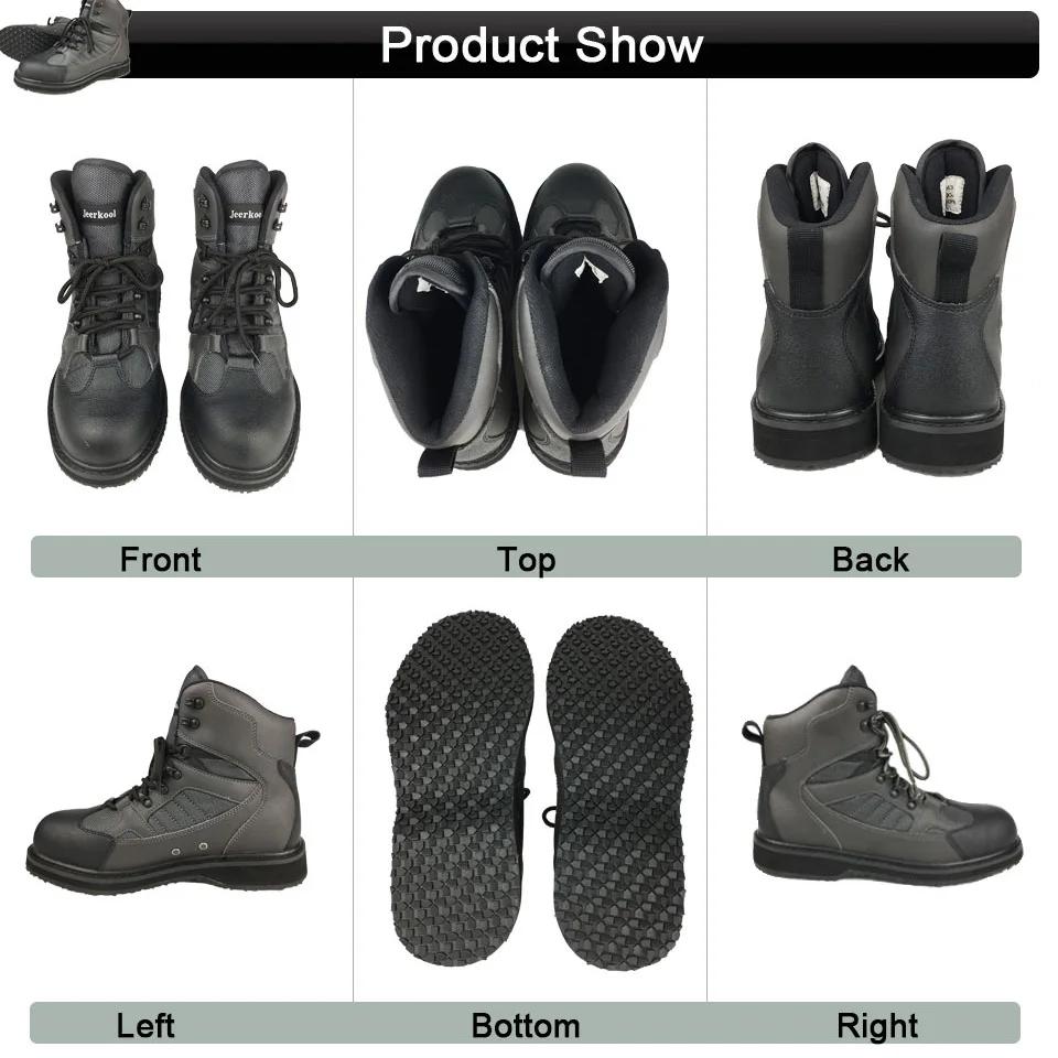 JEERKOOL Chaussures de pêche avec pantalon, Waders de pêche, Baskets aquatiques à semelle en caoutch
