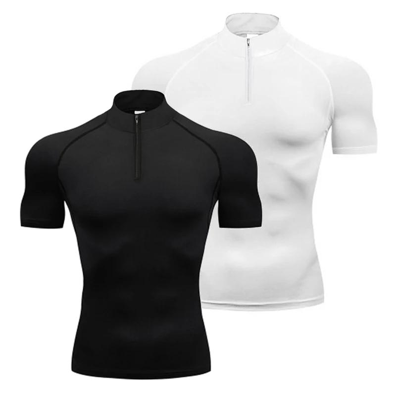 Polo compression homme course été Fitness séchage rapide musculation Muscle T-shirt sport