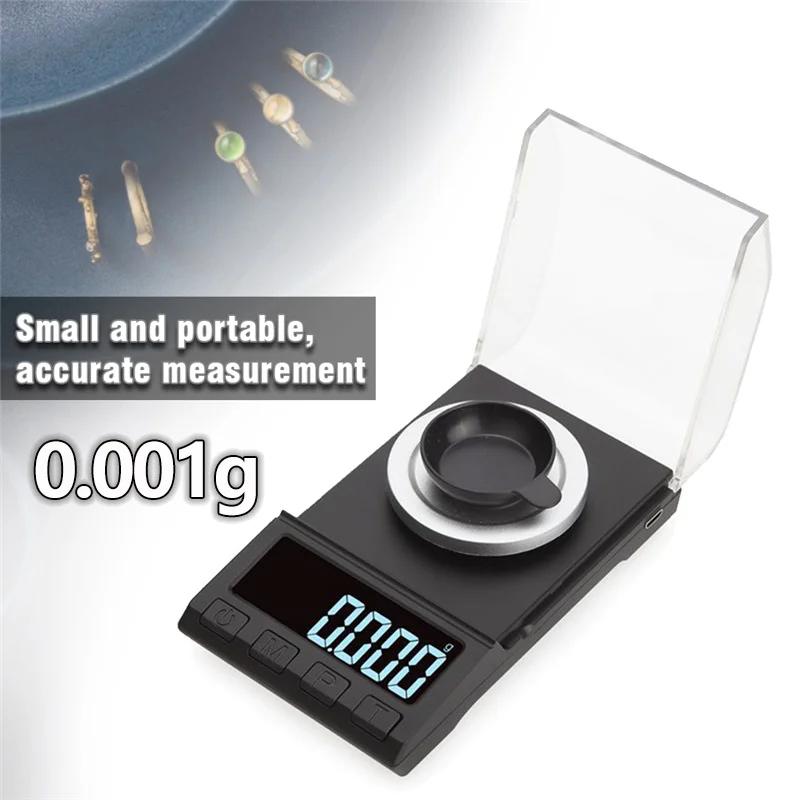 100g/50g/20g/10g 0.001g Balance numérique de précision Portable Mini bijoux or laboratoire poids mil