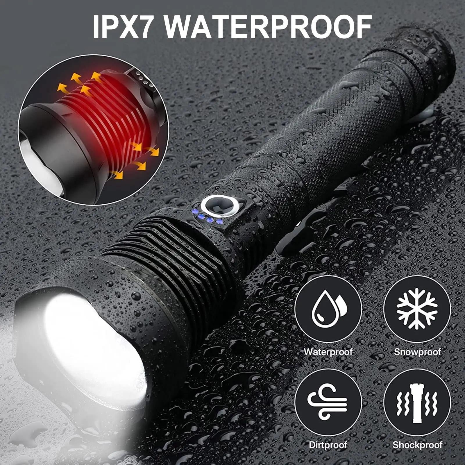 Lampe de poche Ultra LED en alliage d'aluminium, 2024 lumens, compagnon zoomable, camping, urgences,