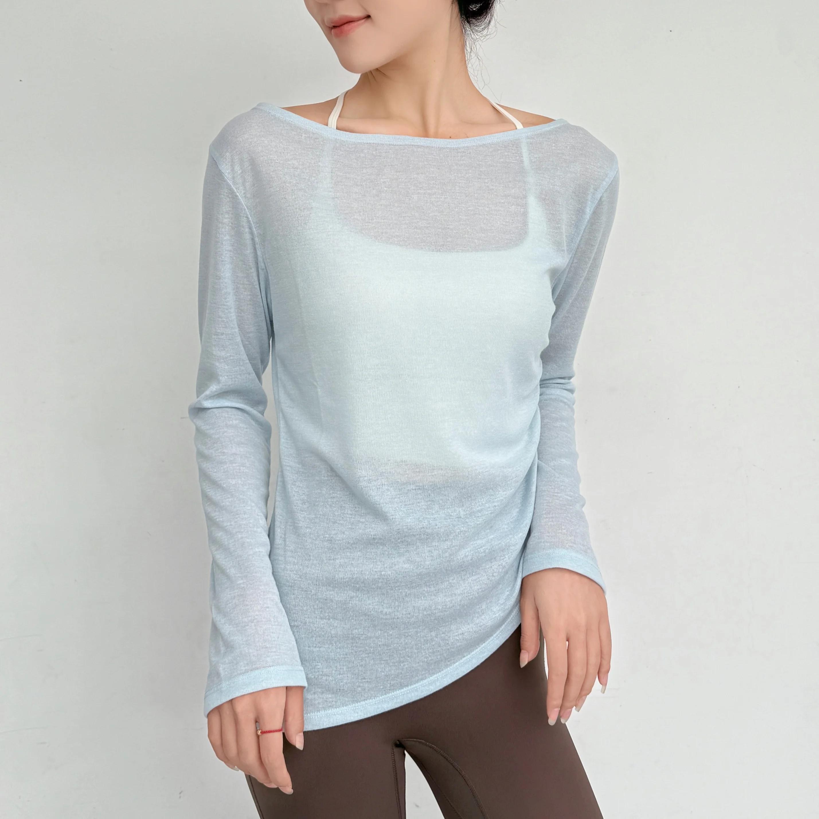Chemise de sport à manches longues pour femmes, vêtements de Yoga, T-Shirt de Fitness, de course à s
