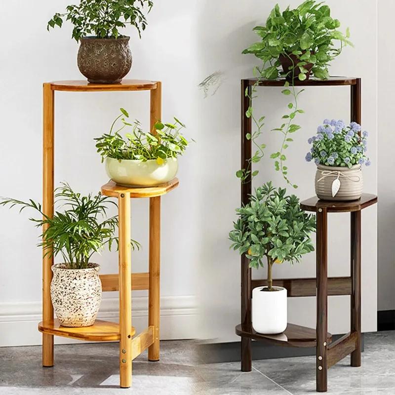 Support de plantes d'angle haut en bambou à 3 niveaux, support de jardinière, support de Pot de fleu