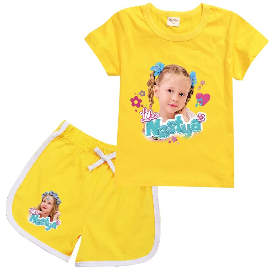 T-shirt à manches courtes et short Lovely Like Nastya pour enfants, tenues d'été pour tout-petits fi