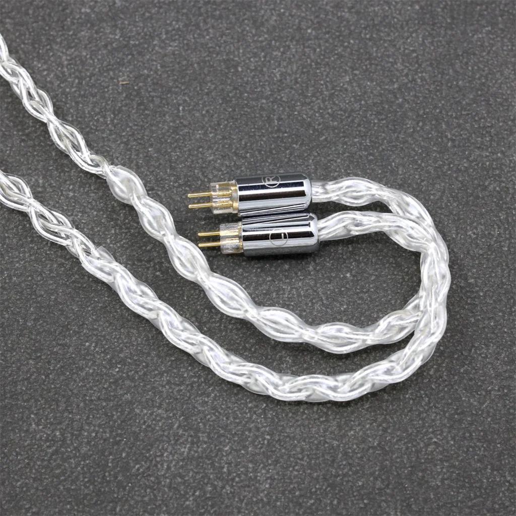 Câble d'écouteurs en paladium argent pur, 8 cœurs, 99% 7n, pour 0.78mm, 2 broches BA W4r UM3X UM3RC