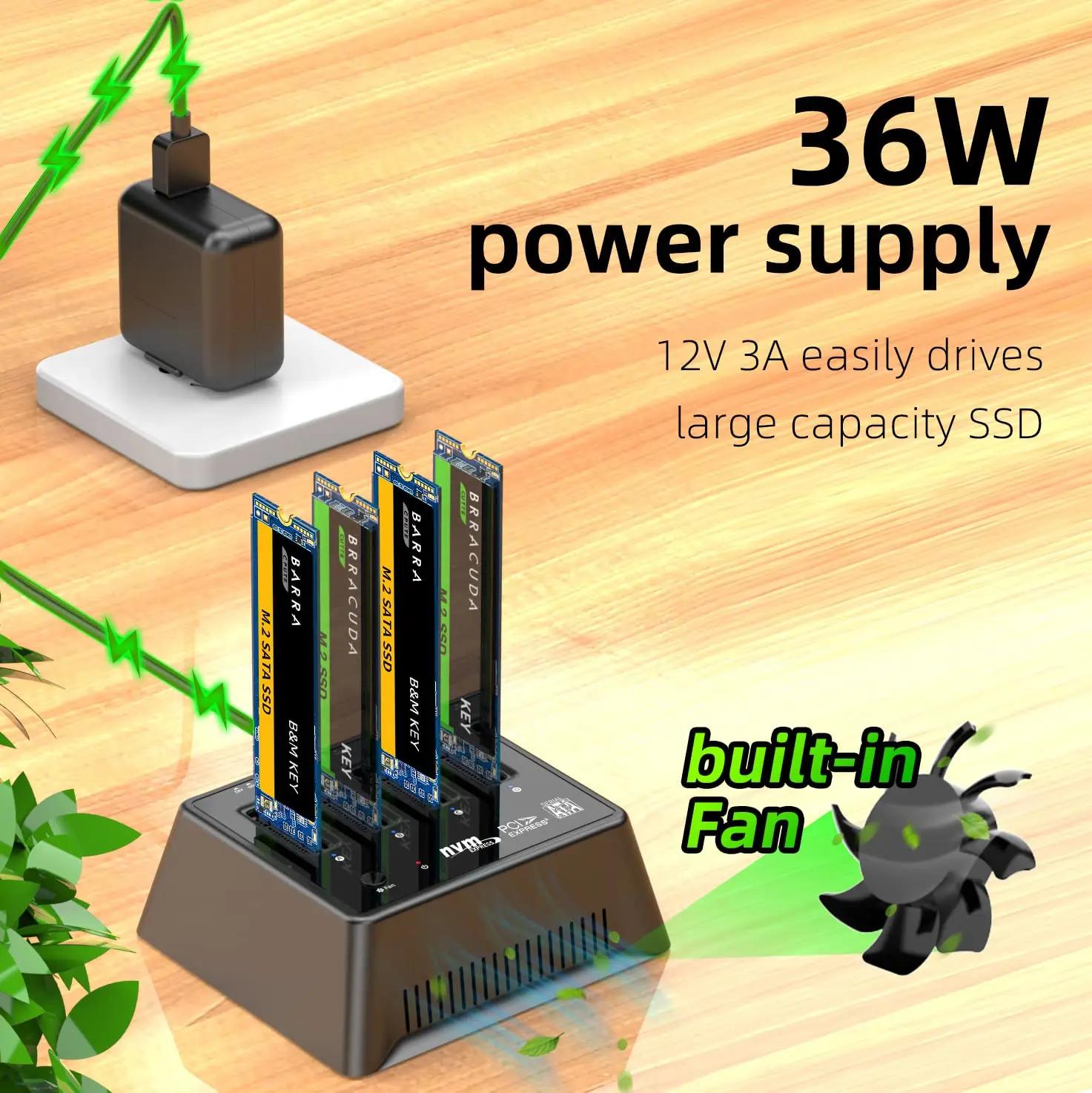MAIWO 4 baies M2 Nvme Station d'accueil M/B clé type-c 10Gbps M.2 boîtier USB C SSD boîtier NVME et