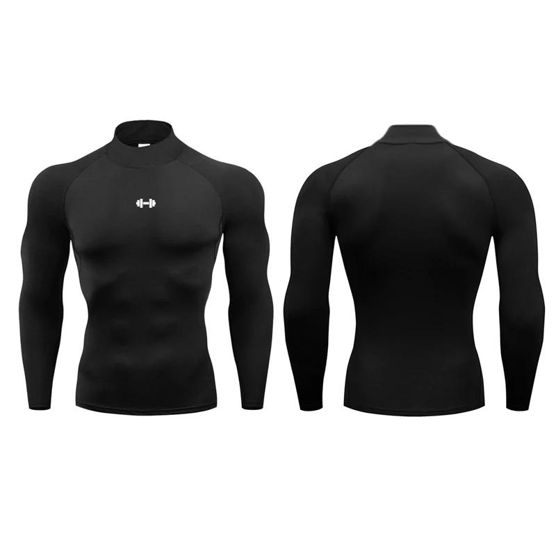 T-shirts de course pour hommes Compression à manches longues chemises de Sport haltère Fitness entra