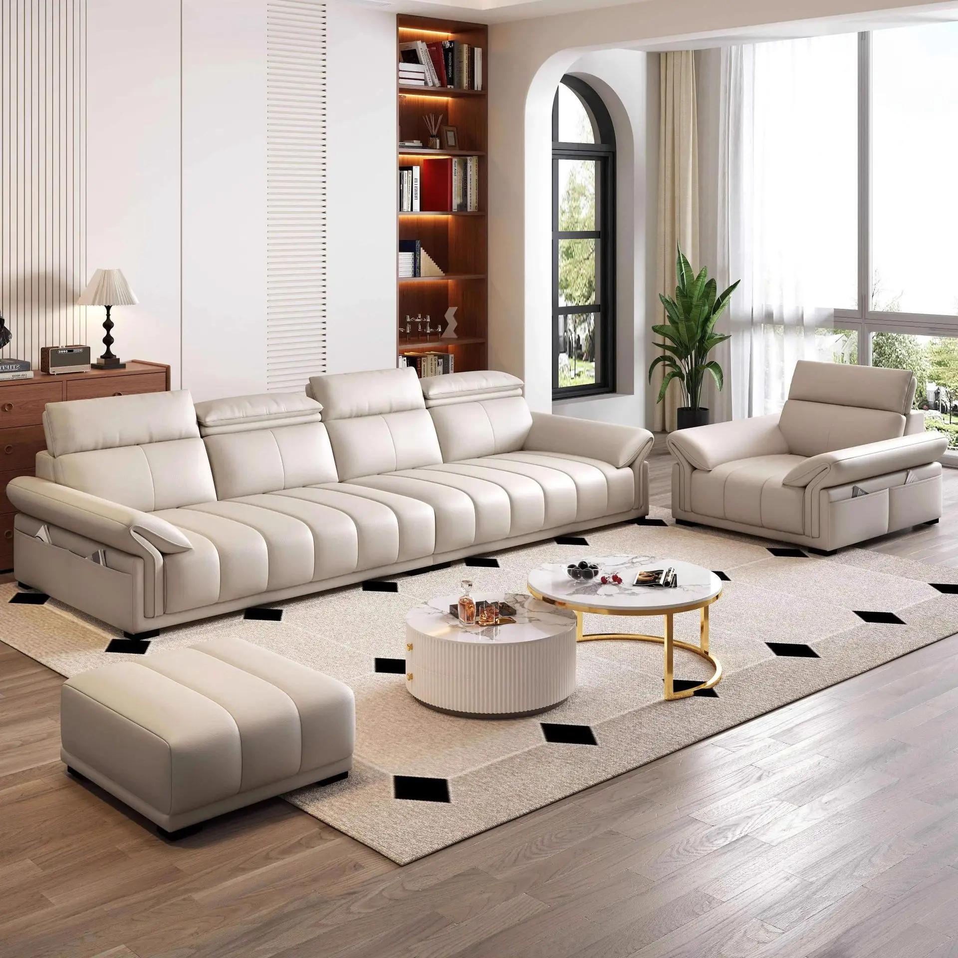 Canapé en cuir véritable, moderne et simple, pour appartement de taille salon, canapé en cuir italie