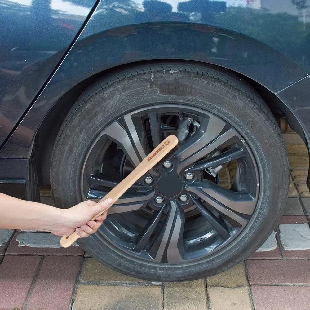 Cubicseven-Brosse de détail de voiture, outil de livres de roues en crin de cheval, longue poignée,