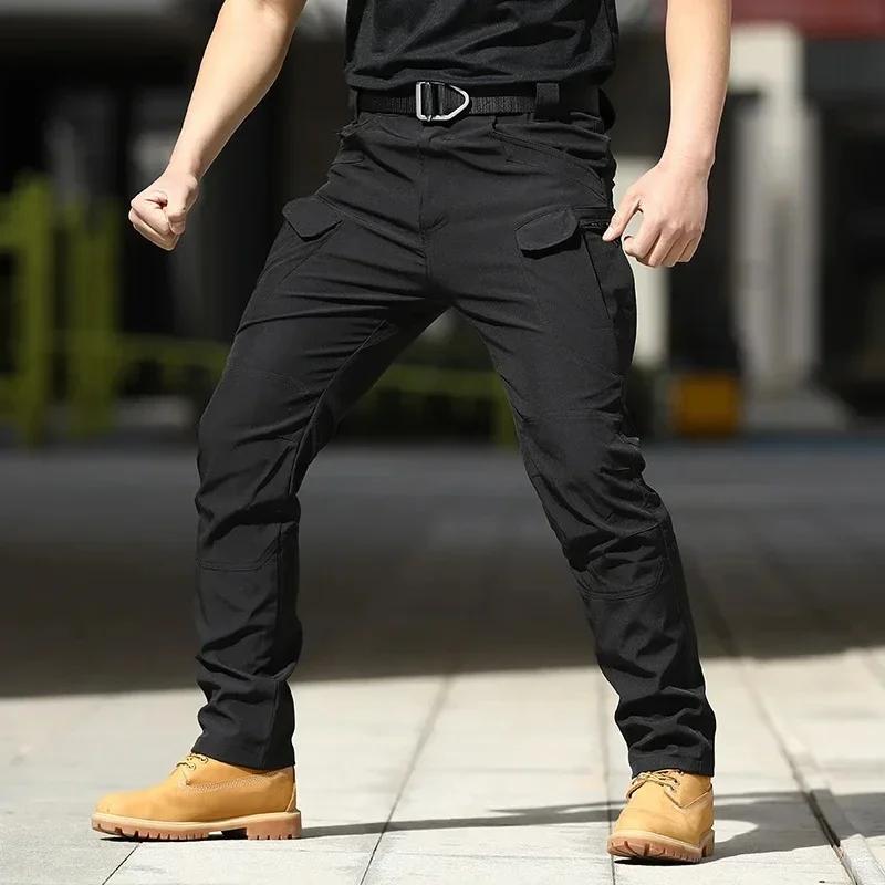 Pantalon Cargo imperméable pour hommes, élastique, poches multiples, militaire, jogging d'extérieur,