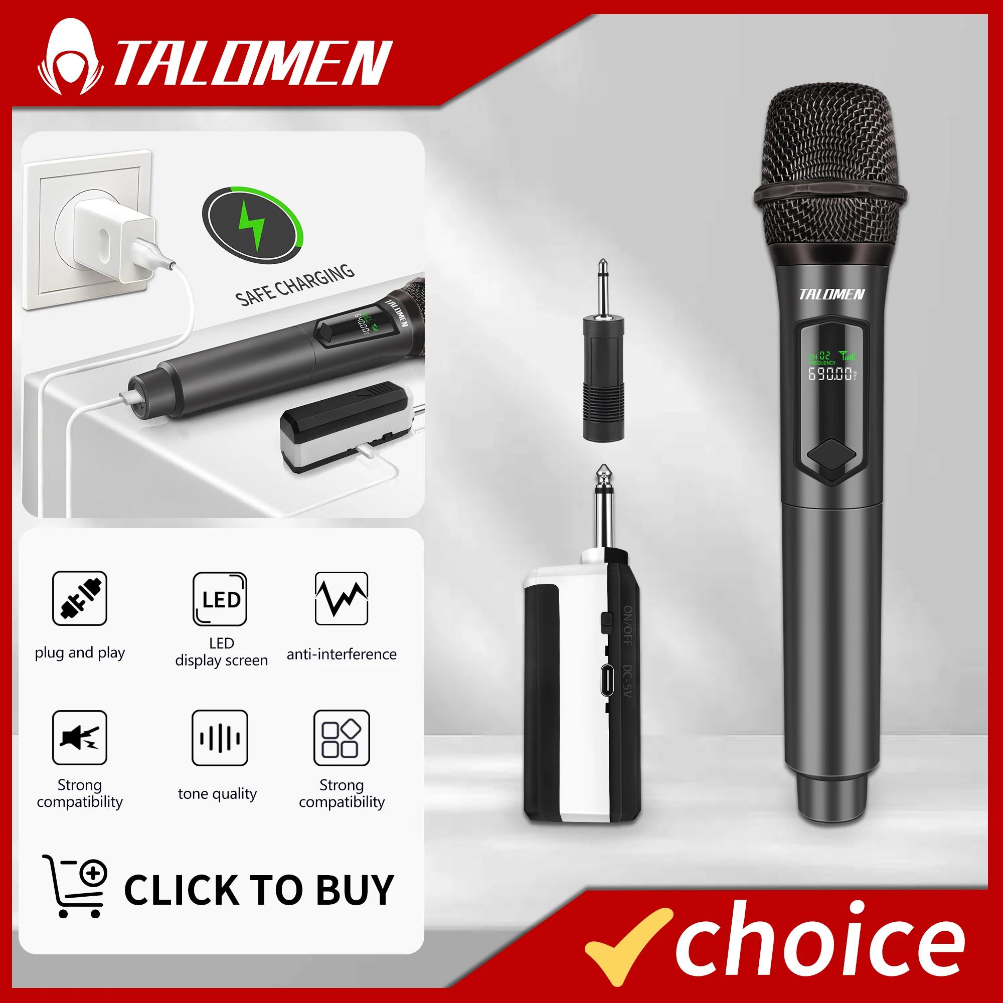 TALOMEN K601 système de Microphone dynamique sans fil portable professionnel avec récepteur Recharge