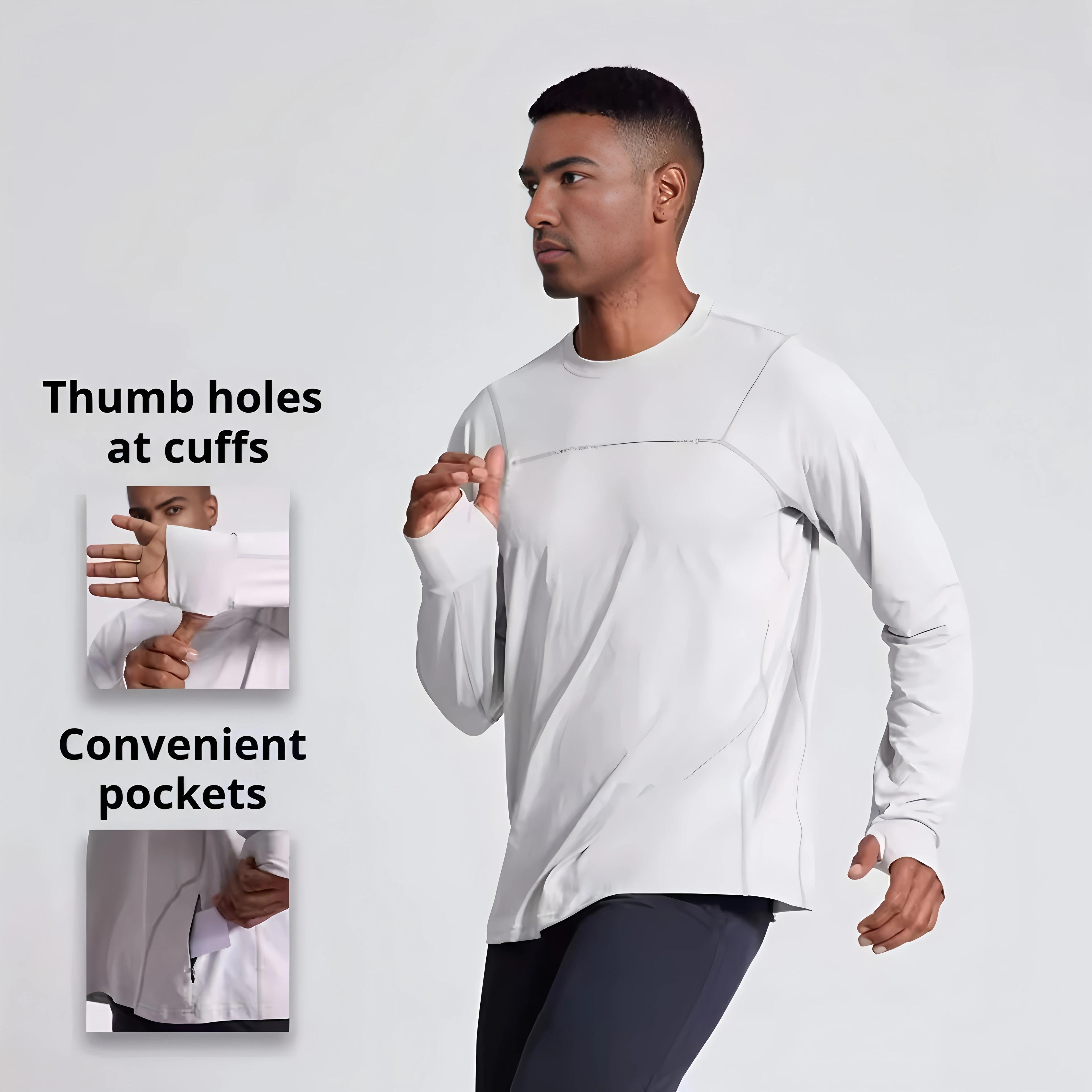 T-shirt de course à manches longues pour homme, automne-hiver, séchage rapide, coupe ample, pour spo