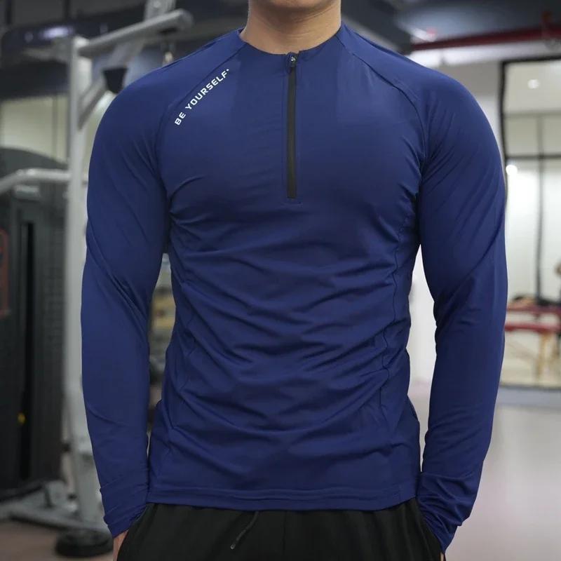 T-shirt de sport de compression à manches longues pour hommes, t-shirt de course, sweat-shirt de jog
