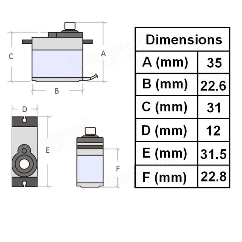 4 pièces MG92B 13.8g 3.5KG couple engrenage métallique servo numérique