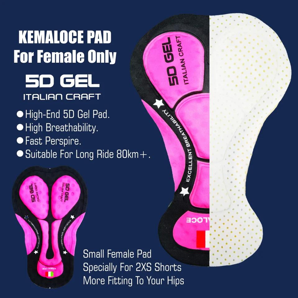 KEMALOCE-Cuissard à bretelles de cyclisme pour femme, rose uni et noir, short de vélo rembourré en g