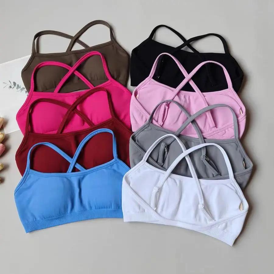 Sans couture femmes Fitness Yoga soutiens-gorge course dos sport soutiens-gorge haut en Nylon soutie