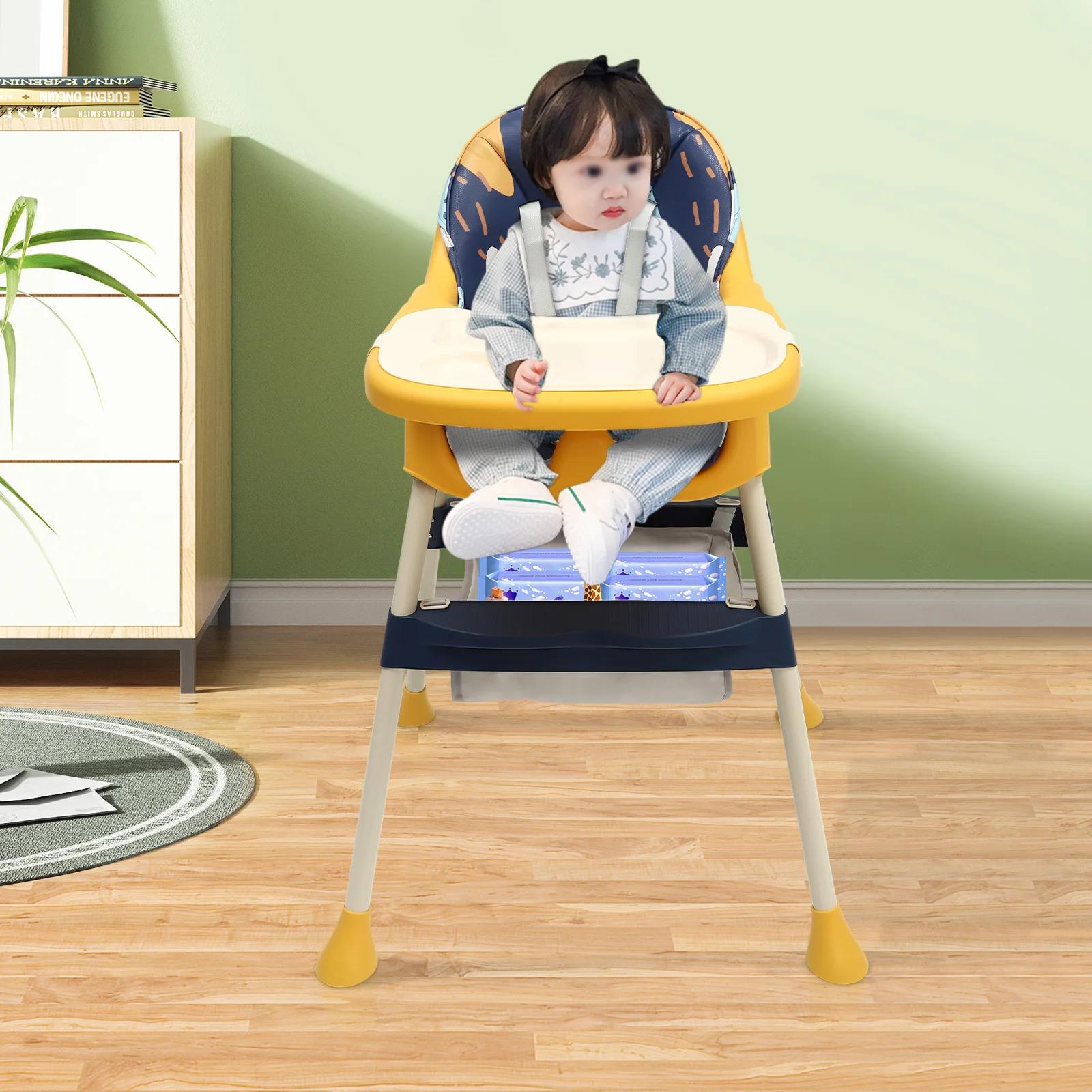 Chaise haute BYMAOCAR 4-en-1, chaise haute pliable pour enfants, siège bébé portable avec repose-pie