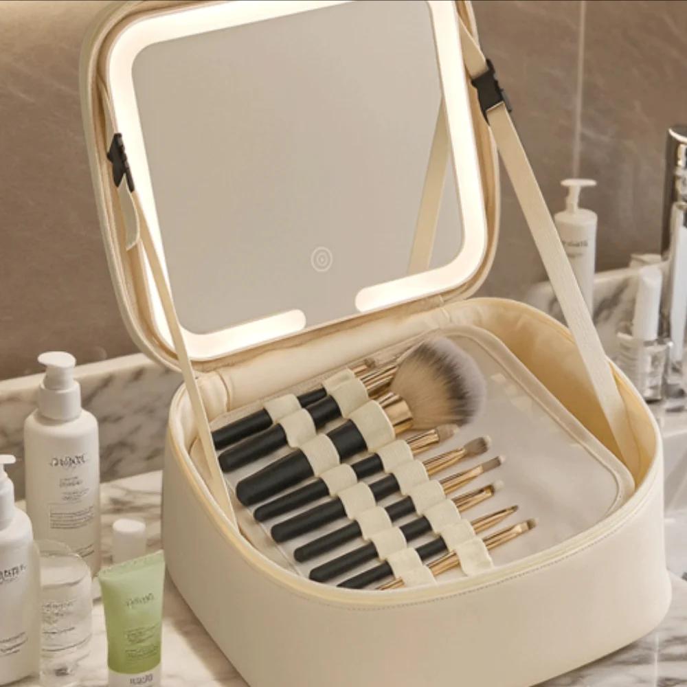 Nouvelle Trousse de Maquillage LED Haut de Gamme 2026, Grande Capacité, Sac de Voyage Portable pour