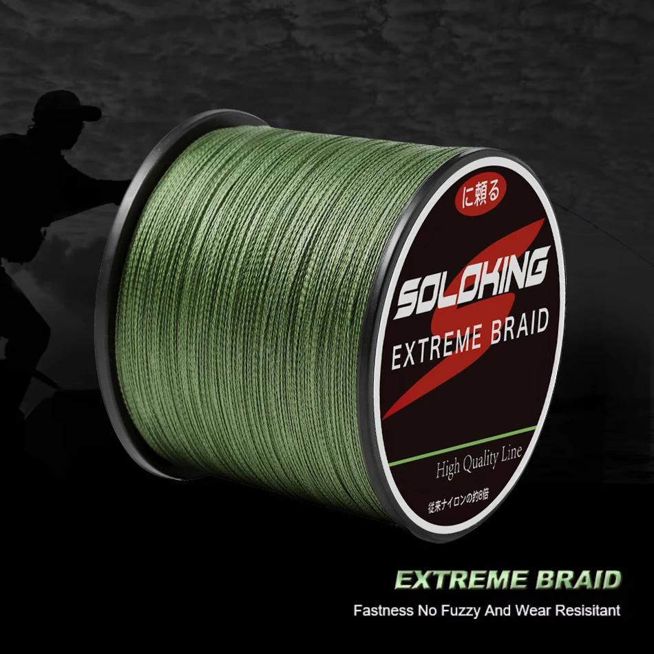 SOLOKING ligne de pêche tressée 300m/500m/1000M ligne tressée à 4 brins ligne de pêche Multifilament