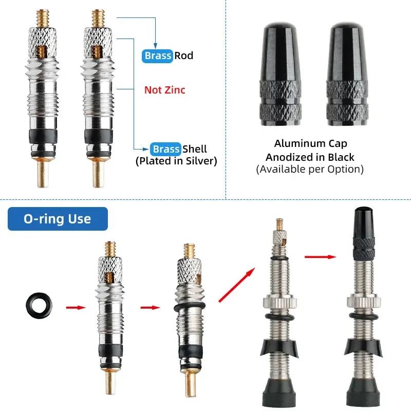 Deemount 2 pièces 40/60/80mm tige de Valve Presta/FV pour pneu Tubeless vtt vélo de route vélo sans