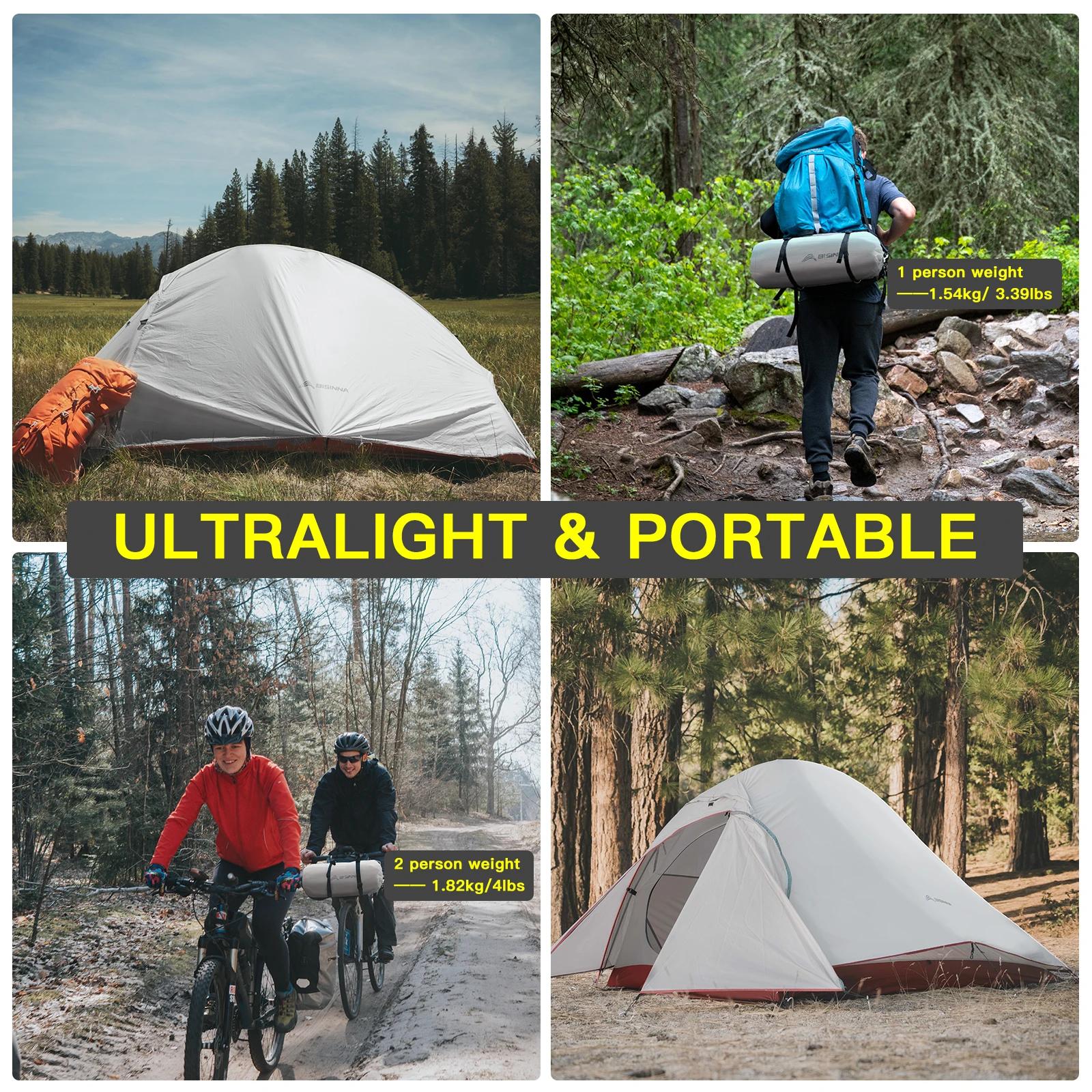 BISINNA Ultra-Léger Camping Tente Sac À Dos Tente 20D Nylon Étanche En Plein Air Randonnée Voyage Te