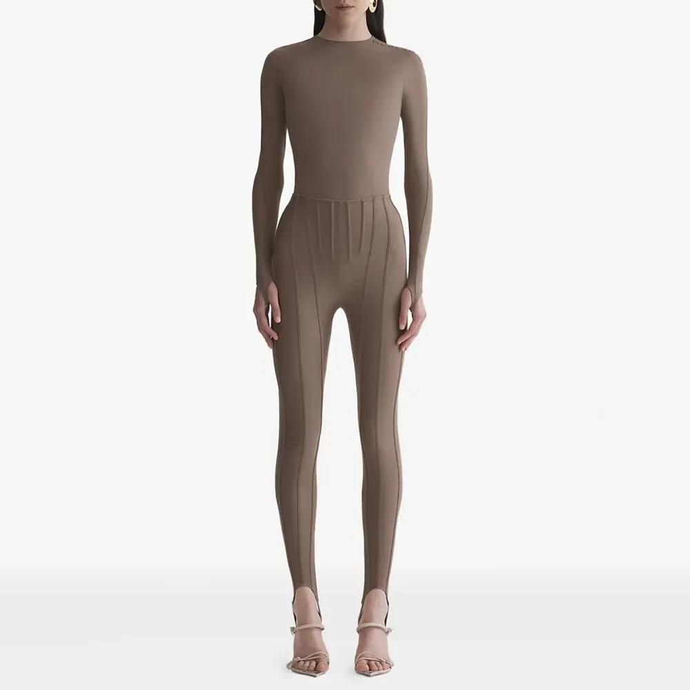 TWOTWINSTYLE solide épissé plis Chic pantalon femme taille haute minceur Streetwear minimaliste femm