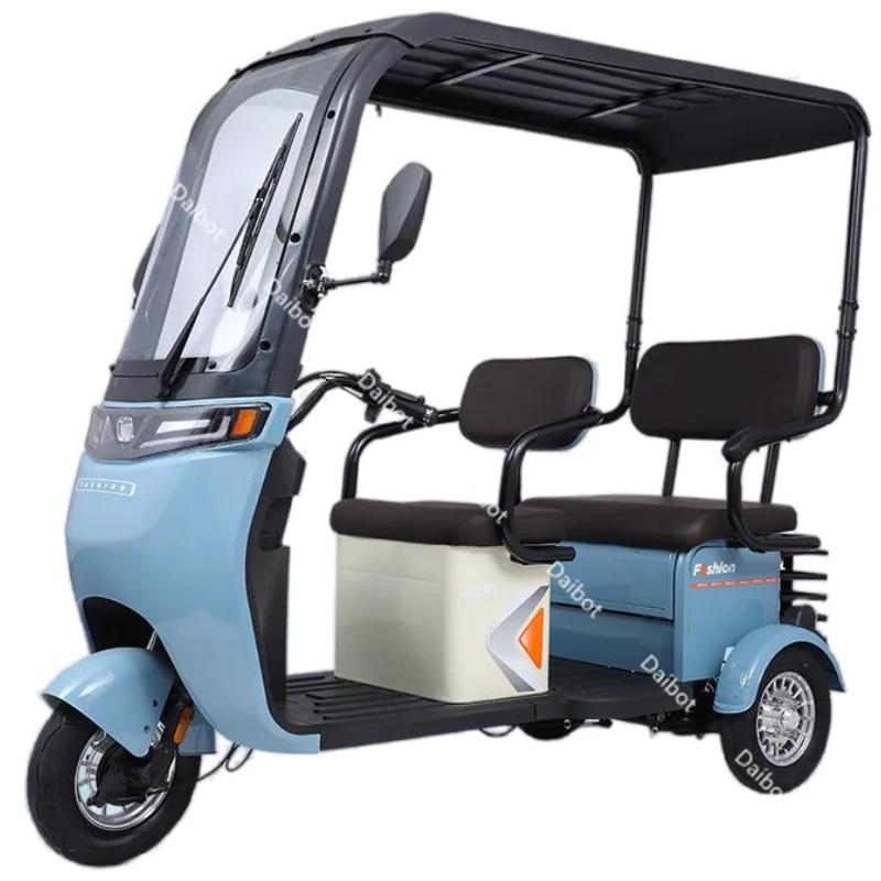 Scooter électrique vélo Parent enfant 3 roues avec toit 3 sièges longue portée 50KM pour adultes fem