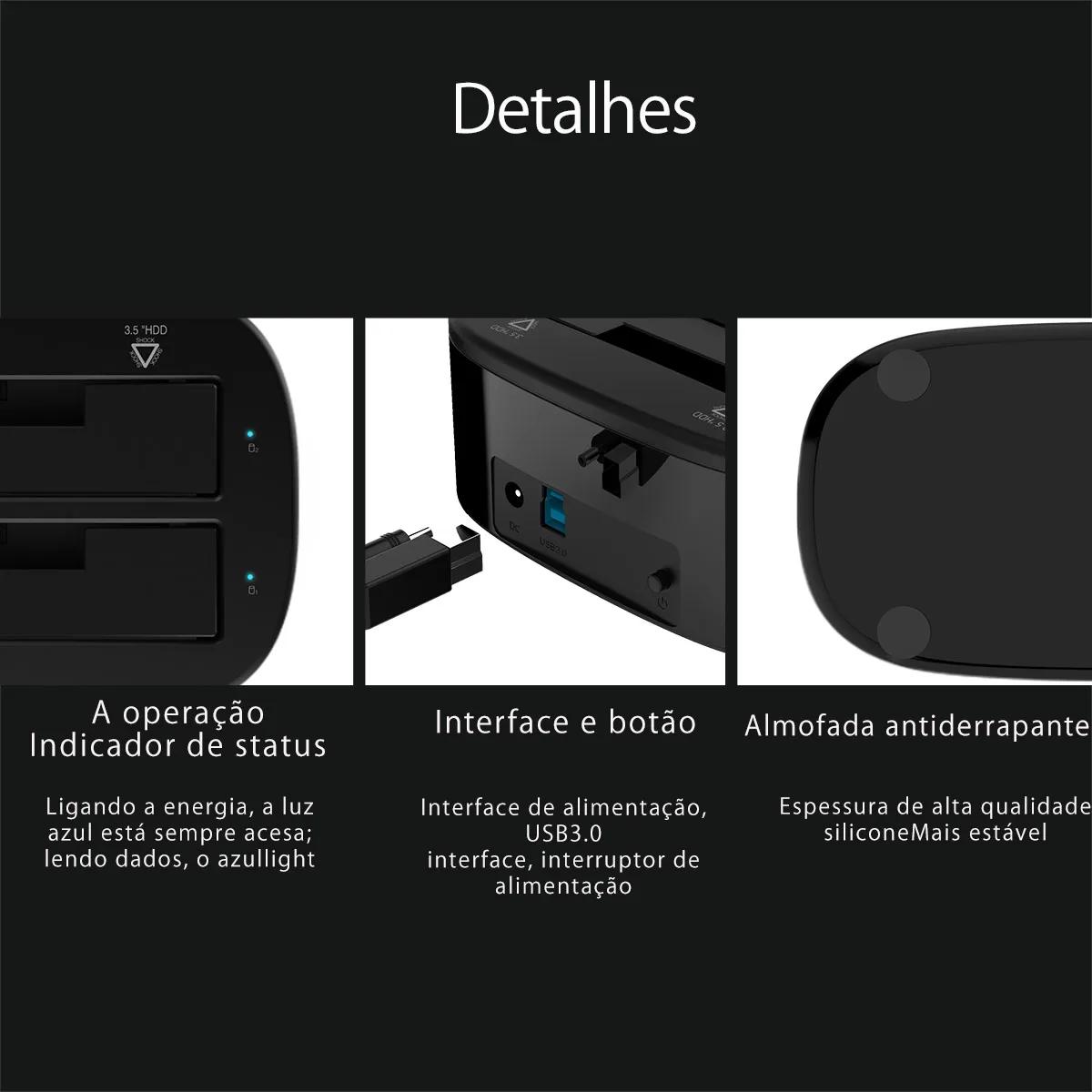 ORICO Station d'accueil pour disque dur double baie pour 2.5/3.5 pouces HDD SSD SATA vers USB 3.0 St