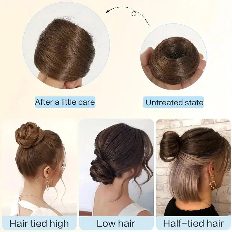 Chignon synthétique élastique désordonné pour femme, postiches, chouchou bouclé, bande de chignon, f