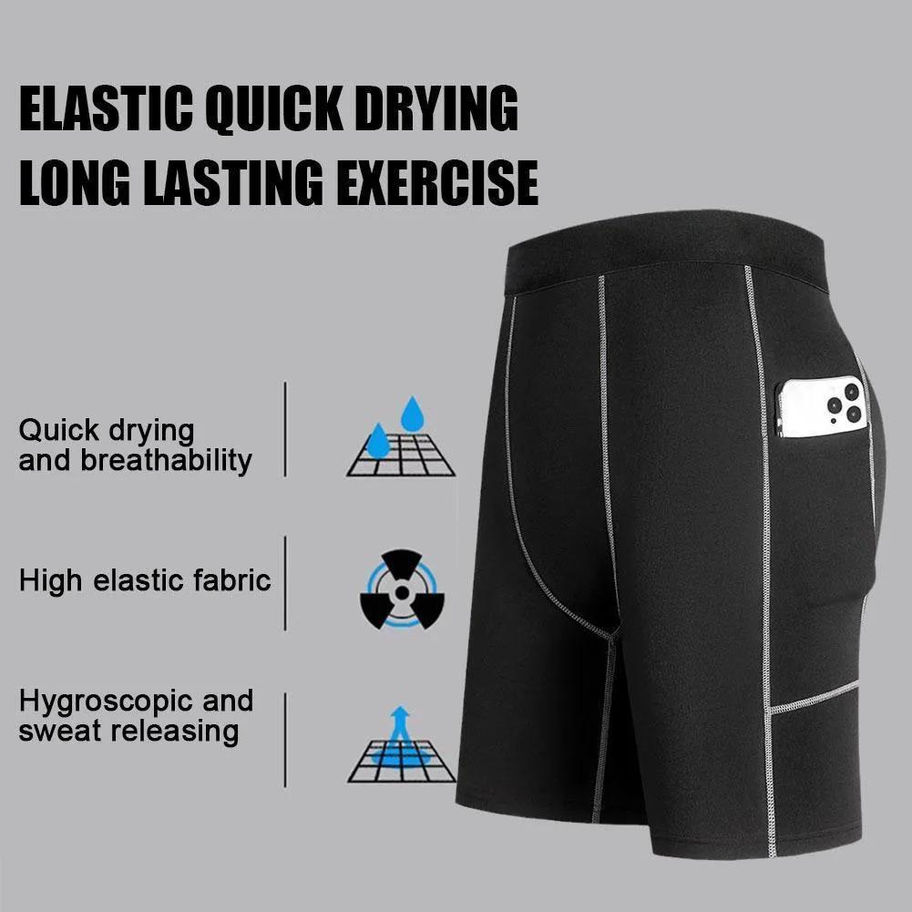 Pantalon court de Compression élastique pour hommes, séchage rapide, Short de course, de Fitness, av