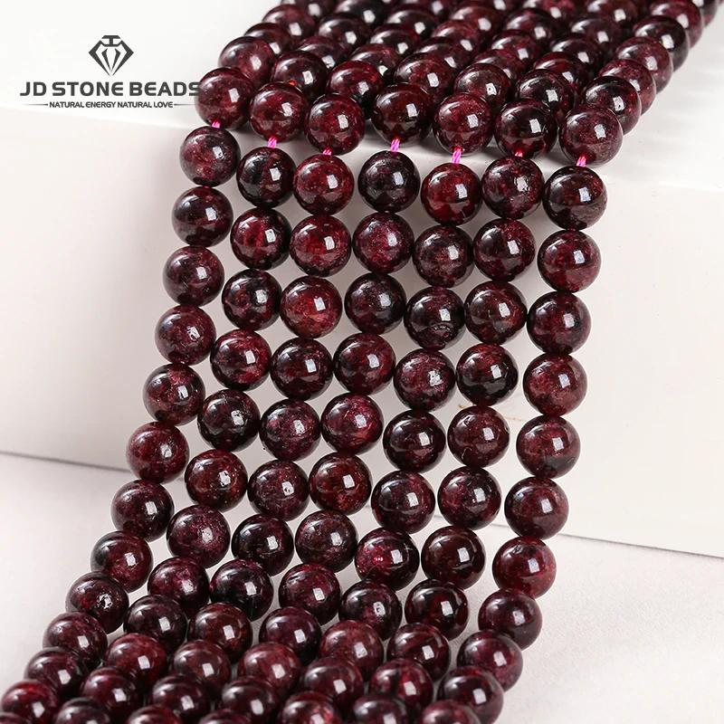 Perle de grenat rouge foncé en pierre naturelle 1A, entretoise ronde adt, taille de choix 4mm, 6mm,