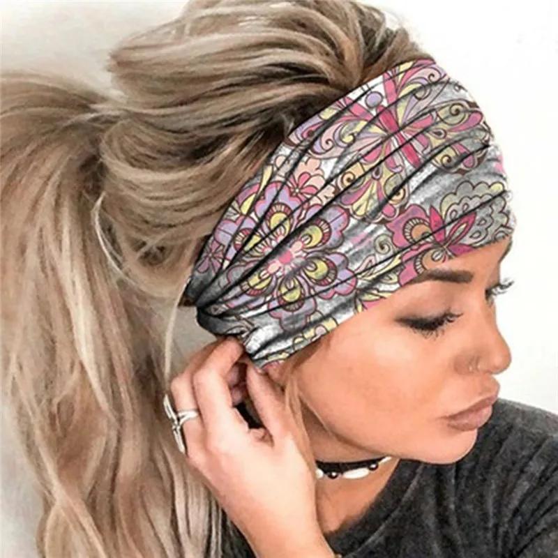 Bandeau turban boho fleur imprimé vintage - Accessoire cheveux femme élastique doux coton bandana