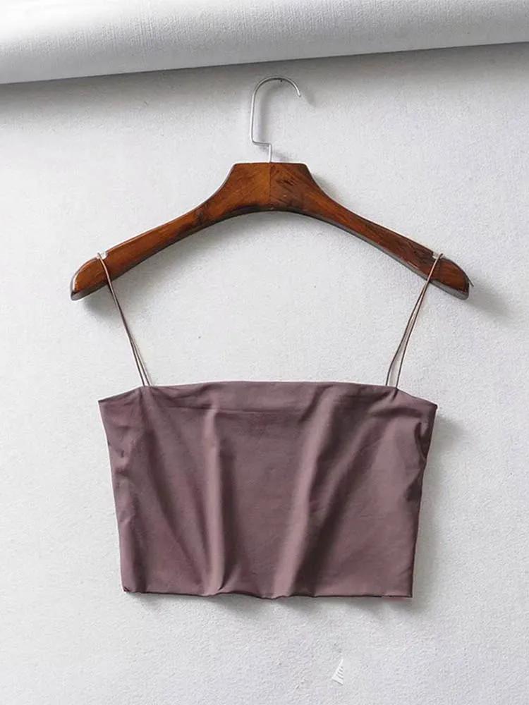 Haut court en coton élastique pour femmes, Camis Sexy, sans manches, débardeur court, Bar, été 2022