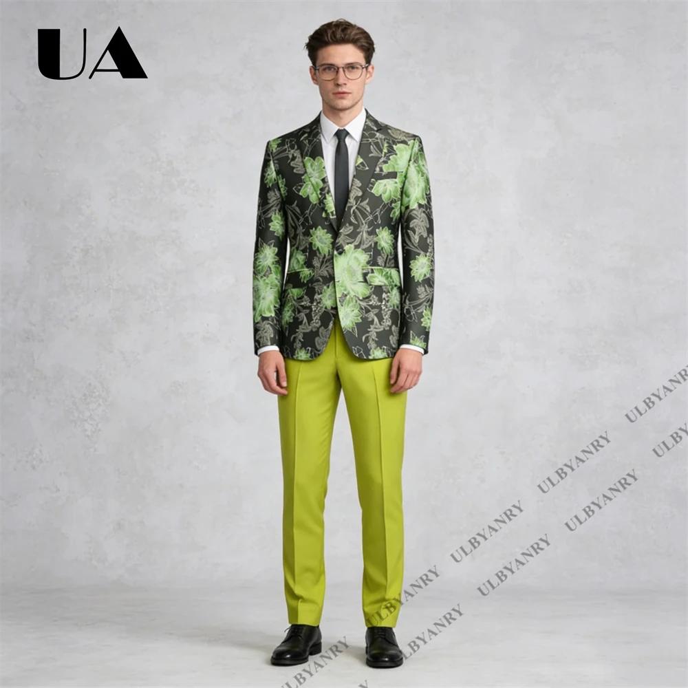 Ensemble de costume pour homme ULBYANRY, motif noir et or, veste formelle à revers cranté avec panta