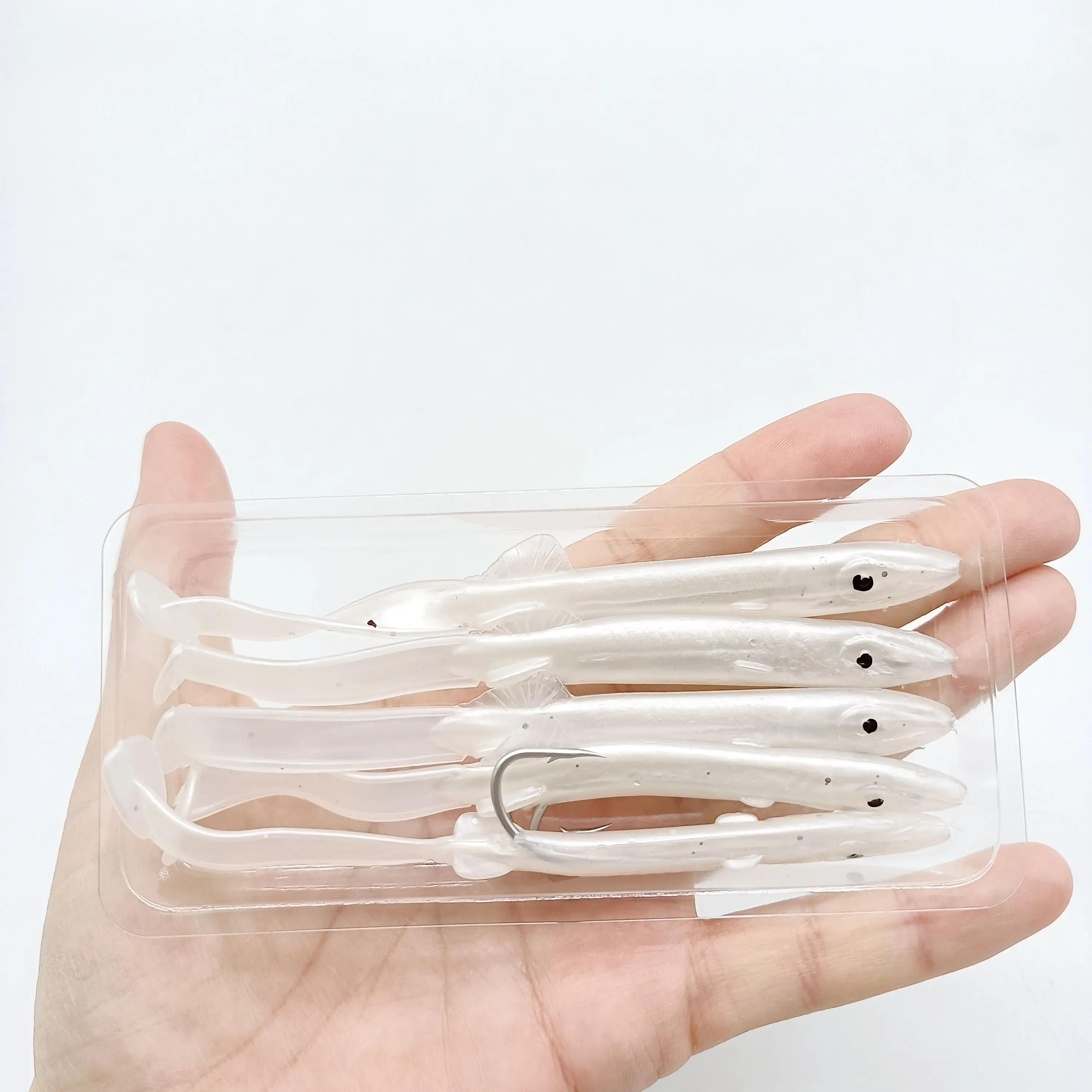 DUODUOYU 5 pièces anguille Shad leurre de pêche 115mm/4g appât souple avec crochet pointu ensemble p