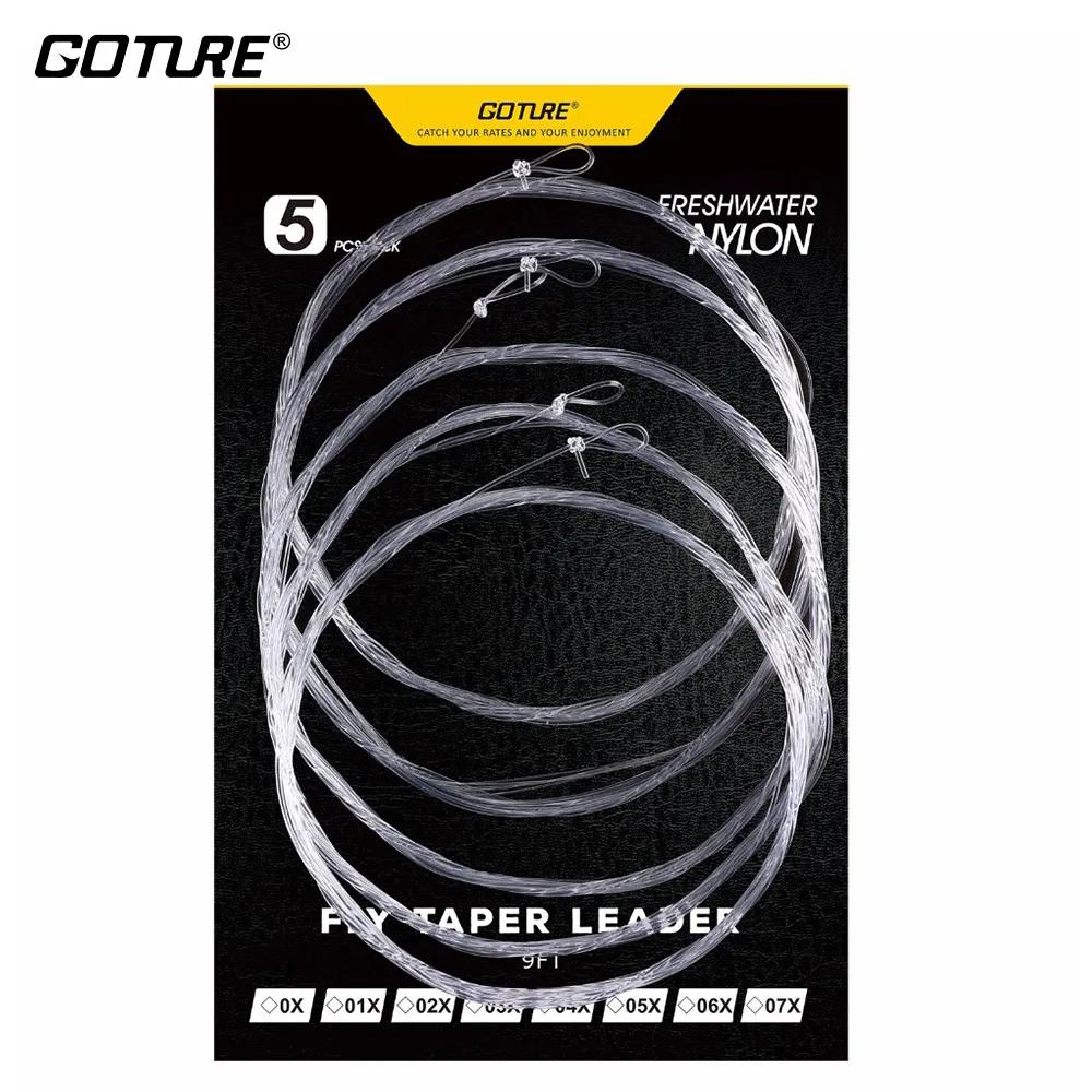 Goture 5 pièces ligne de pêche à la mouche Leader conique 9FT/2.74 M 0X/1X/2X/3X/4X/5X/6X/7X ligne d