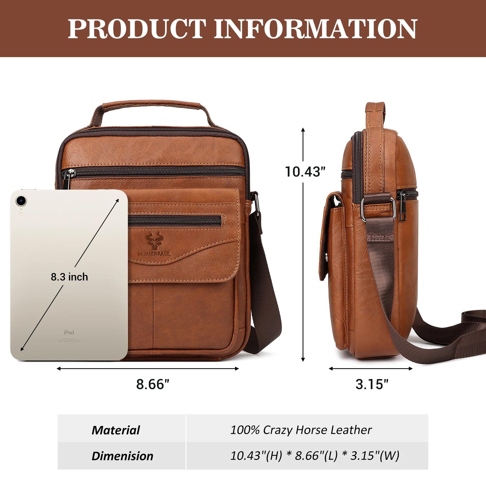Sacs à bandoulière en cuir véritable pour hommes, décontracté, petit sac messager, multifonctionnel,