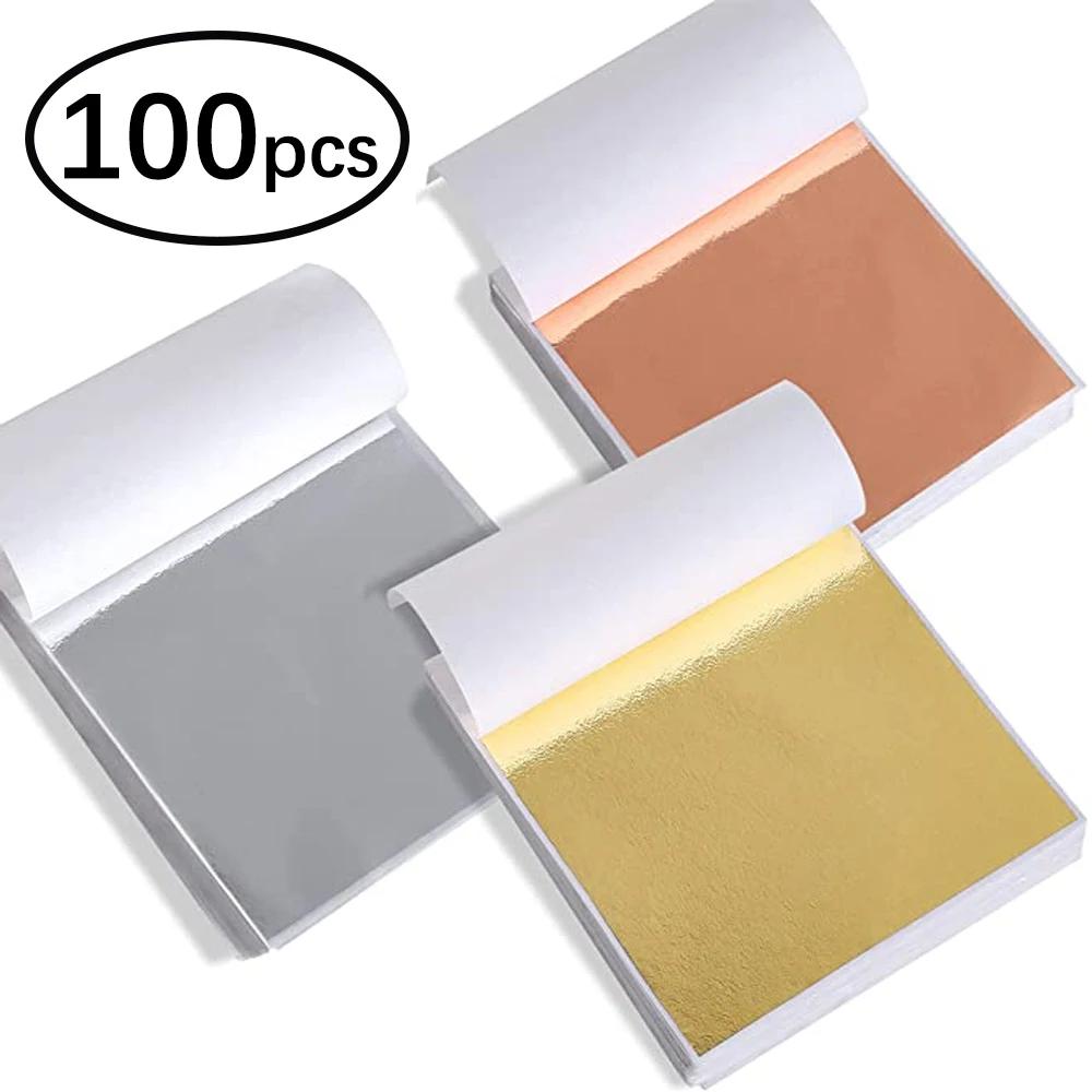 100 pièces Imitation or argent cuivre feuille papier bricolage résine bougie plâtre artisanat feuill