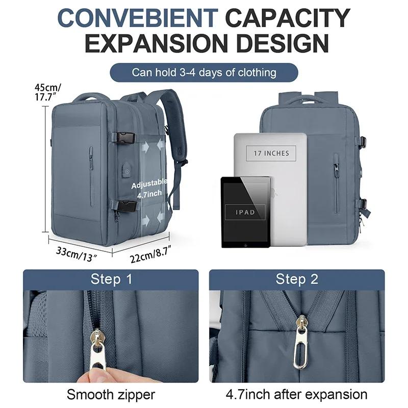 Sac à dos de voyage imperméable pour homme et femme, sac pour ordinateur portable de 40L, pour affai