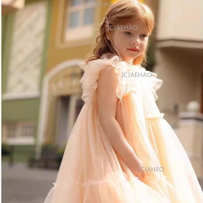 Robe de Princesse Élégante pour Filles 2026 – Tenue de Soirée Formelle Tutu avec Manches Volantes po