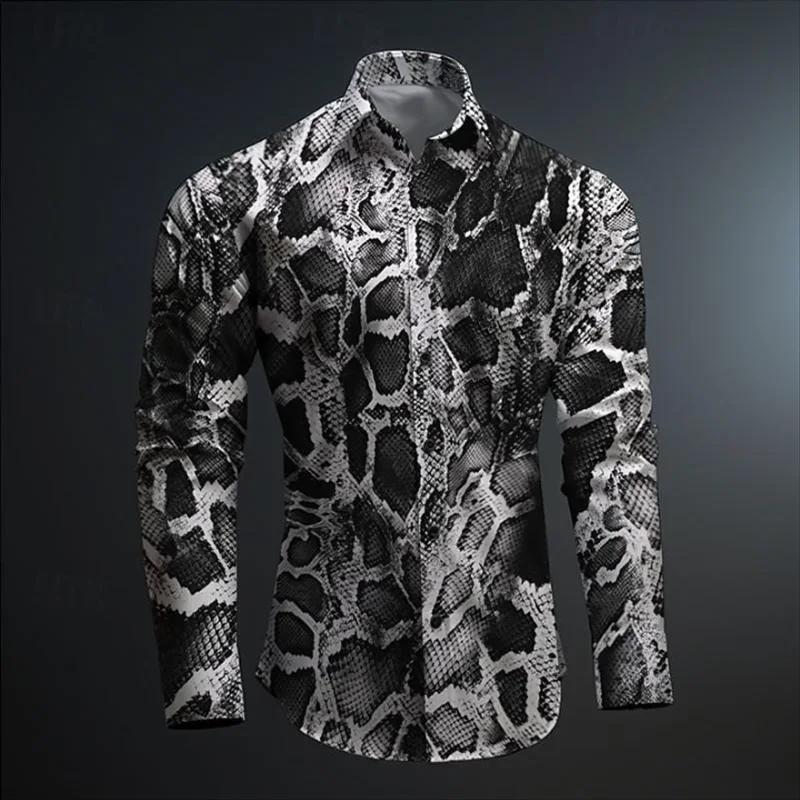 Chemise imprimée en peau de serpent pour hommes, nouveau modèle Animal imprimé en 3D, athloisir, rue