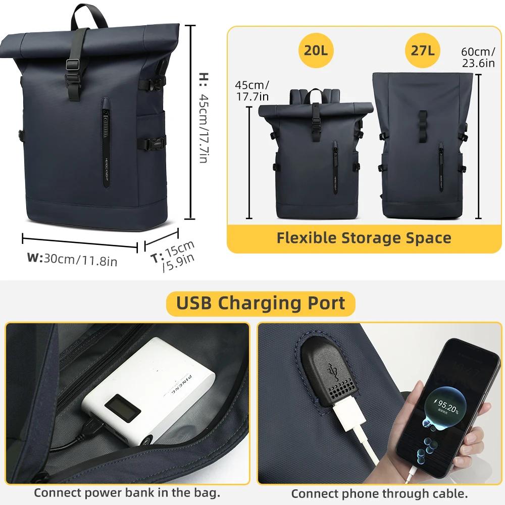 HK grand sac à dos pour ordinateur portable 15.6 pouces hommes sac à dos de voyage antivol pour affa