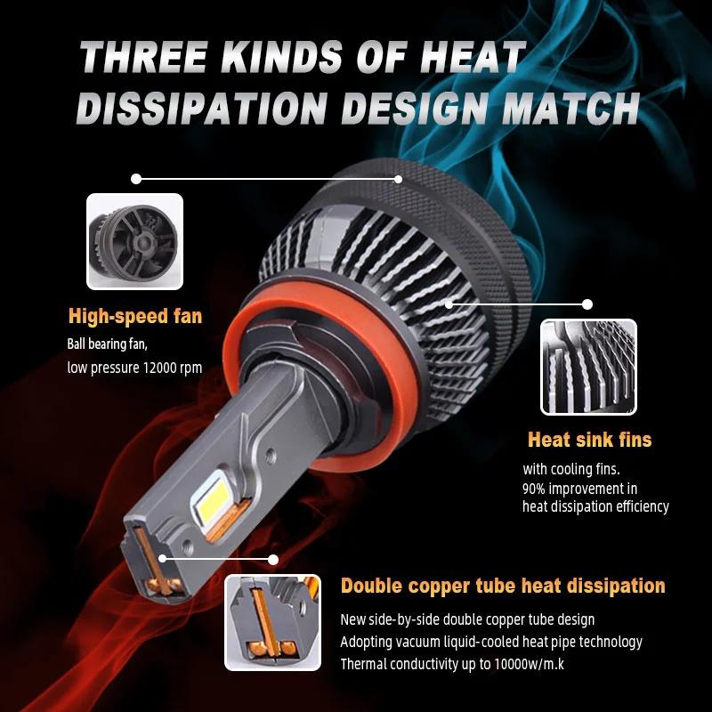 DAWNKNIGHT K5C 4300K 110W H7 H4 lampe à LED Double Tube de cuivre 3000K lumières Led pour voiture H1